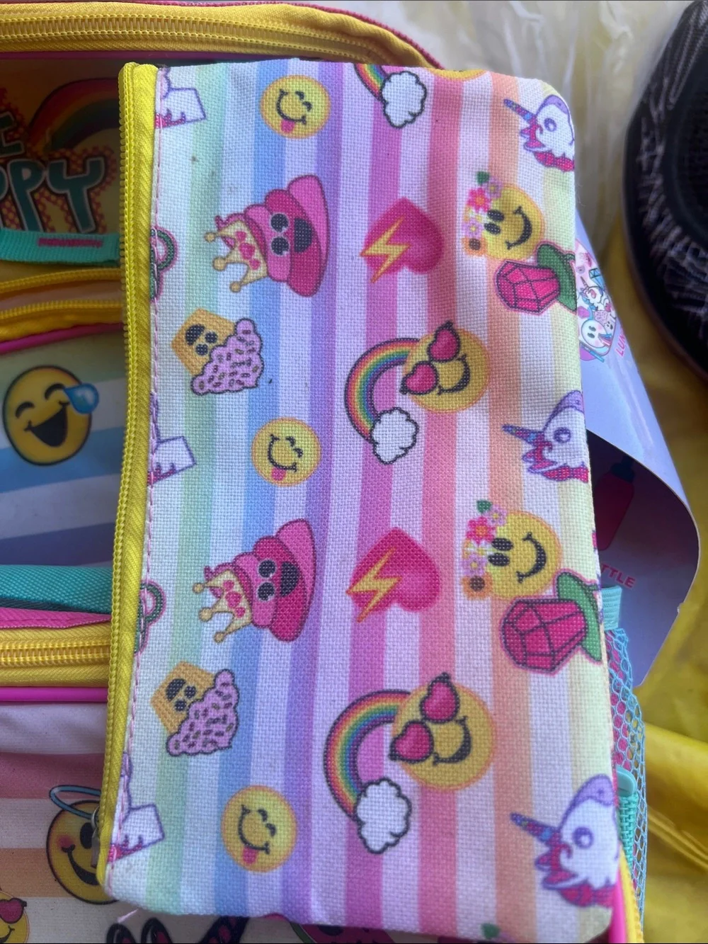 Kids Emoji Unicorn Backpack and Pencil Case - Pink